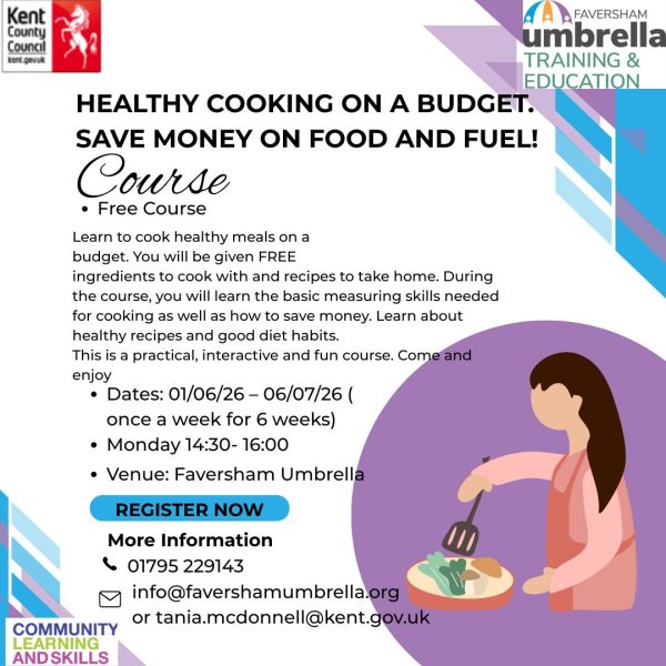Faversham Umbrella - Healthy Cooking on a Budget- Save Money on Food & Fuel